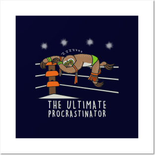 Ultimate Procrastinator Funny Kawaii Sloth Pro-Wrestler Vintage Retro 80's Wrestling Cartoon Posters and Art